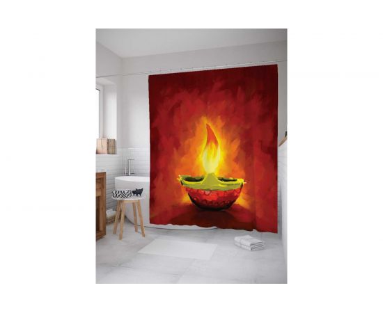 Штора (занавеска) для ванной JoyArty ""Празднование дивали"" из сатена, 180х200 см с крючками, sc_26653 