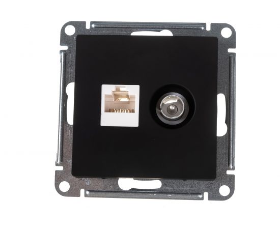 Розетка 2-ная ТВ + компьютерная RJ45 Schneider Electric AtlasDesign Карбон категории 5Е ATN001089 