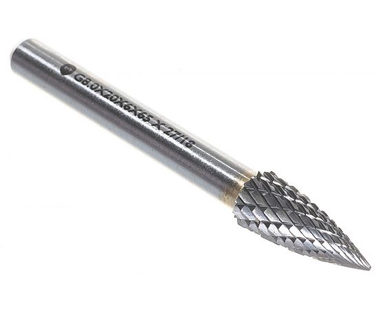 Борфреза гиперболическая с заостренным концом (8х20х6х65 мм; ВК8; G08; 20Х06) ИНСТУЛС 00001337679 