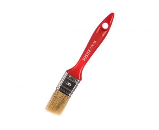 Флейцевая кисть, толщина 12мм, 70% ПБT / 30% светлая натуральная щетина, нержавеющий обжим, пластиковая ручка, ширина 30мм МASTER COLOR 30-0121 
