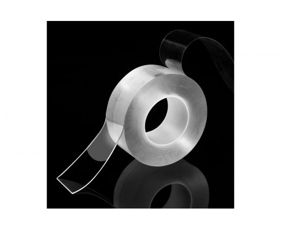 Прозрачная, двусторонняя, акриловая клейкая нано лента TORSO 12 мм х 3 м 5180089 – изображение 2