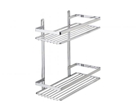 Полка в ванную TEKNO-TEL ES067 прямая, 2 яруса, 25х12х27, хром 00-00002385 – изображение 2