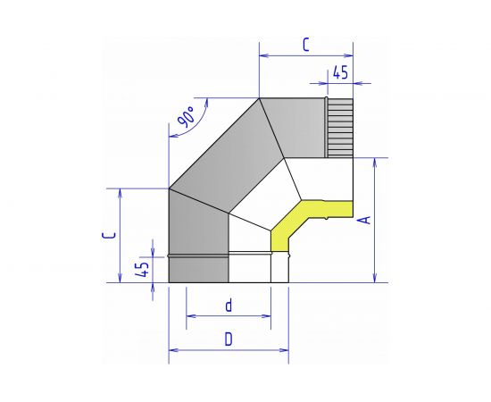 Отвод ФЕНИКС ДЫМОХОДЫ 2ОТ 90 150, 304 0.8, 250, 430 000001036 – изображение 2