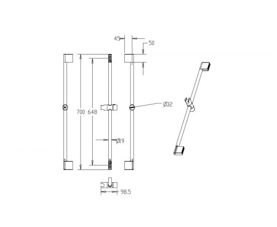 Душевая стойка Milardo 70 см, с мыльницей, 080 0807000M17 – изображение 2
