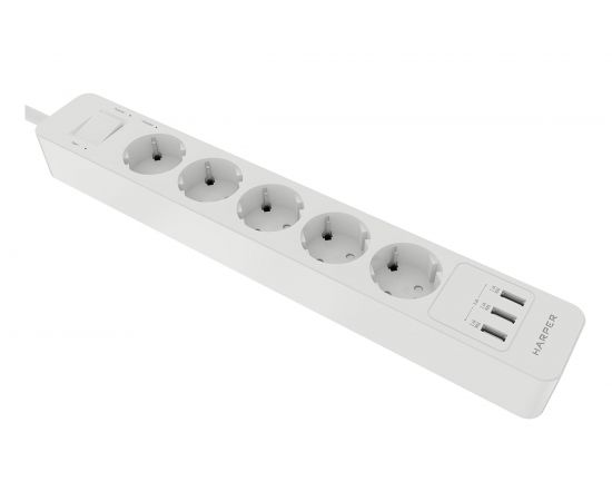 Удлинитель HARPER с USB зарядкой UCH-530 White H00002264 – изображение 3