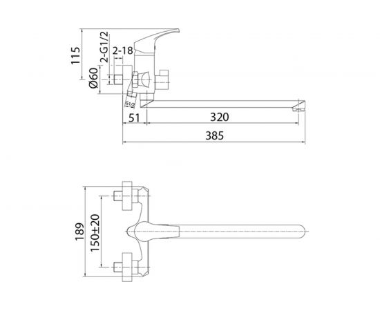 Смеситель для ванны с длинным изливом Milardo Sterm STESB02M10 – изображение 3