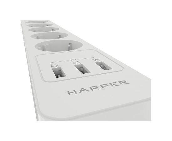 Удлинитель HARPER с USB зарядкой UCH-530 White H00002264 – изображение 4