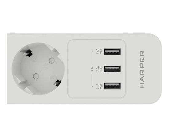 Удлинитель HARPER с USB зарядкой UCH-530 White H00002264 – изображение 7
