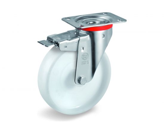 Колесо с вращающейся опорой, пластиной крепления и передним тормозом (80 мм; 180 кг) Tellure rota 686801 – изображение 9