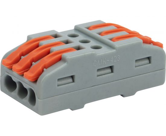 Проходная клемма REXANT с рычажком 3 полюса 0,08-4 мм2 серая 25 шт 07-6263-3 