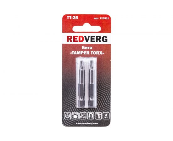 Бита Torx Tamper ТТ25, 50 мм, 2 шт. REDVERG 6623507 