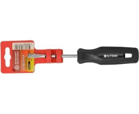 Отвертка Волжский инструмент прямой шлиц SL3х 75 черная ручка 3602077 