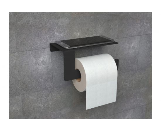 Держатель для туалетной бумаги EMBODIMENT с полкой хранения, черный EMB-TP-B – изображение 2