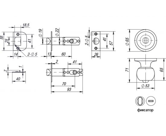 Ручка защелка PUNTO 6072 AB-B фик. бронза 25203 – изображение 2