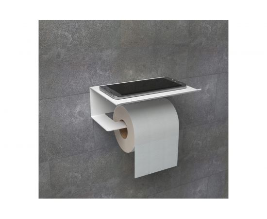 Держатель для туалетной бумаги EMBODIMENT с полкой для хранения, белый EMB-TP-B-W – изображение 2