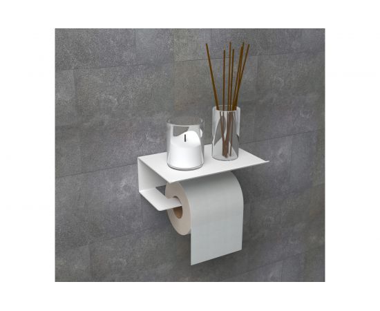 Держатель для туалетной бумаги EMBODIMENT с полкой для хранения, белый EMB-TP-B-W – изображение 3