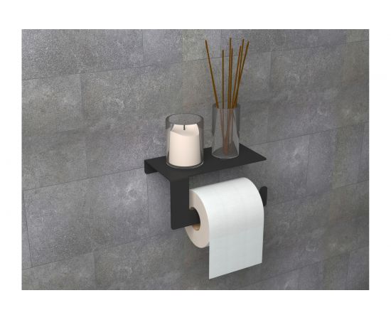 Держатель для туалетной бумаги EMBODIMENT с полкой хранения, черный EMB-TP-B – изображение 3