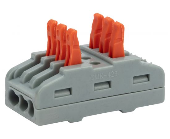 Проходная клемма REXANT с рычажком 3 полюса 0,08-4 мм2 серая 25 шт 07-6263-3 – изображение 3