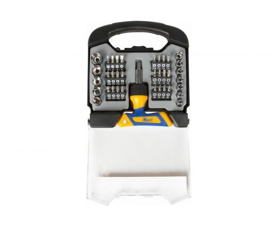 Т-образная реверсивная отвертка с битами и головками 38 предметов KRAFT KT 701041 – изображение 4