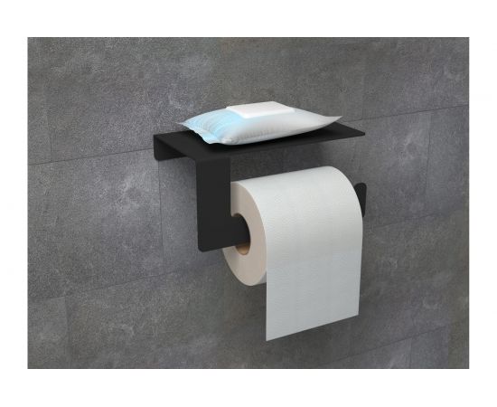 Держатель для туалетной бумаги EMBODIMENT с полкой хранения, черный EMB-TP-B – изображение 4