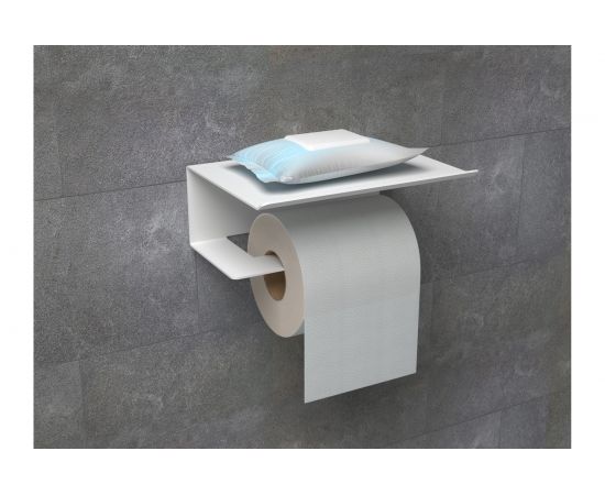 Держатель для туалетной бумаги EMBODIMENT с полкой для хранения, белый EMB-TP-B-W – изображение 4