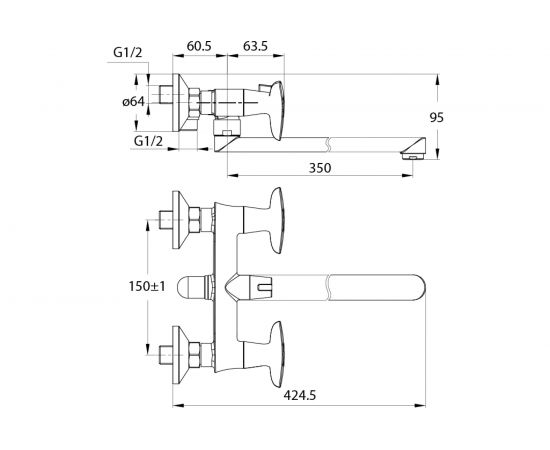 Смеситель для ванны IDDIS Copter COPSBL2i10WA с длинным изливом с керамическим дивертором – изображение 5