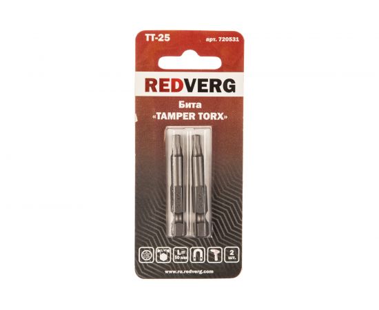 Бита Torx Tamper ТТ25, 50 мм, 2 шт. REDVERG 6623507 – изображение 6