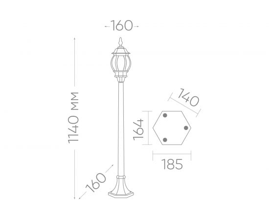 Садово-парковый светильник, столб 100W E27 230V, черный Feron 8110 11106 – изображение 7