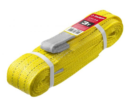 Текстильный петлевой строп ЗУБР СТП-3/6, желтый, г/п 3 т, длина 6 м 43553-3-6 