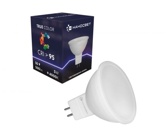 Светодиодная лампа Наносвет LH-MR16-50/GU5.3/940, 5Вт, GU5.3, 500Лм, 4000K, Ra>95, L012 