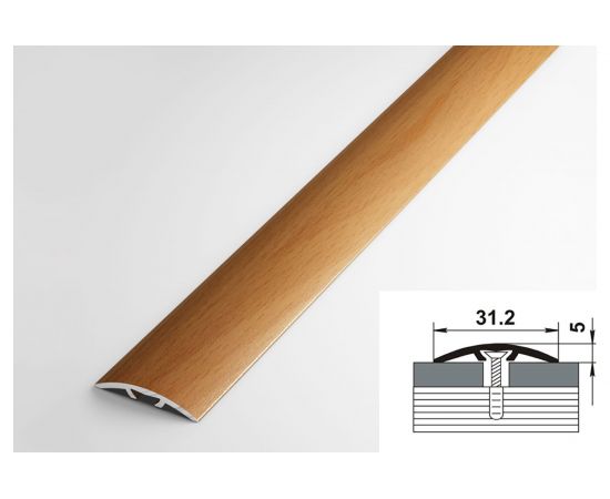 Порог прямой алюминиевый ЛУКА (31,2 мм, 1,8 м, декоративный, Бук) 00000001395 