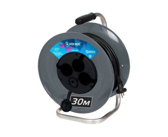 Удлинитель КОСМОС (катушка) 16А 4 гнезда ПВС 3х2,5 (30м) IP44 с заземлением РБК16 YKKsm30m-4g-Z(2,5)IP 