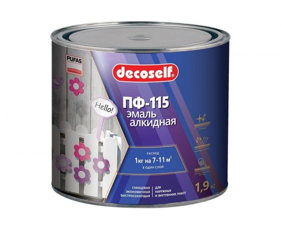 Эмаль ПФ-115 Пуфас желтая Decoself 1,9кг тов-200171 