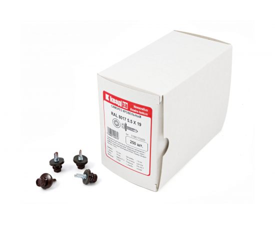 Кровельный саморез КВАДРА 5.5x19, RAL 8017 шоколад, сверло PT. 3, кор. 250 шт. 519801703250 