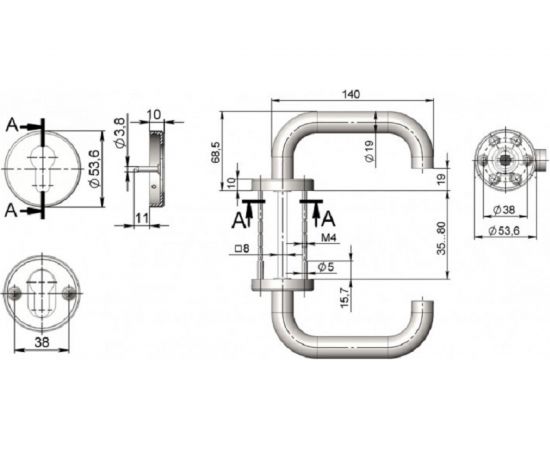 Ручка для противопожарной двери CRIT РФ-1118 из нержавеющей стали, на розетке 04940 – изображение 2