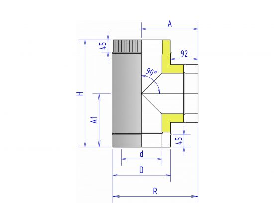 Тройник ФЕНИКС ДЫМОХОДЫ 2ТР 90 115, 409 1.0, 200, 430 000002094 – изображение 2