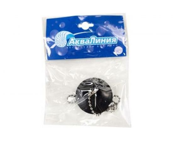 Пробка для ванной Аквалиния черная, с металлической цепочкой P03 – изображение 2