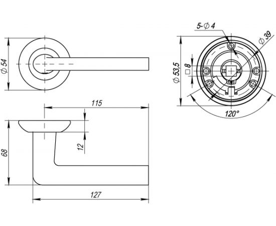 Раздельная ручка PUNTO REX TL ABG-6 зеленая бронза 105 мм 38321 – изображение 2