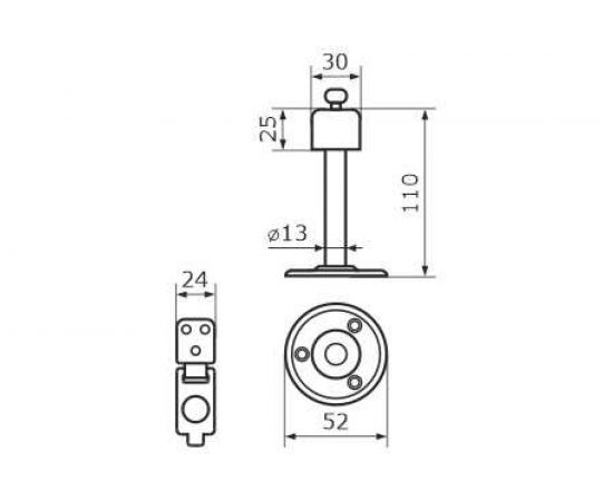 Дверной стопор с фиксатором Домарт 110 мм, хром 170246 – изображение 2