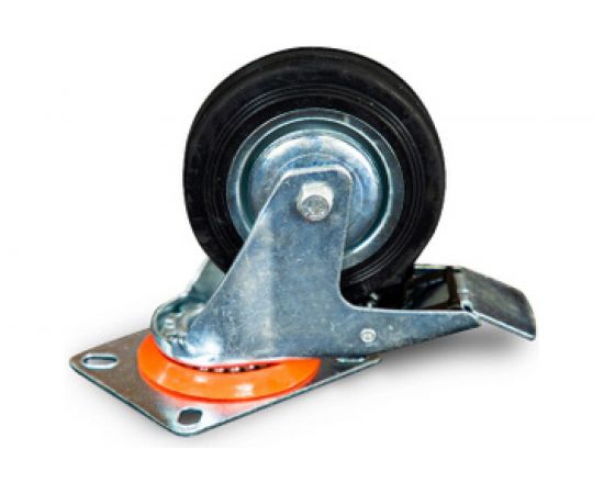 Колесо поворотное резиновое с тормозом SCb 42 100 мм TOR 1001717 – изображение 2