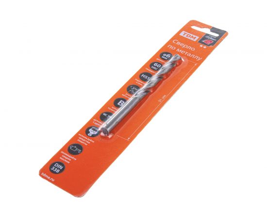 Сверло по металлу Рубин (6х91 мм; HSS; класс В, ц/х) TDM SQ1090-0107 – изображение 2