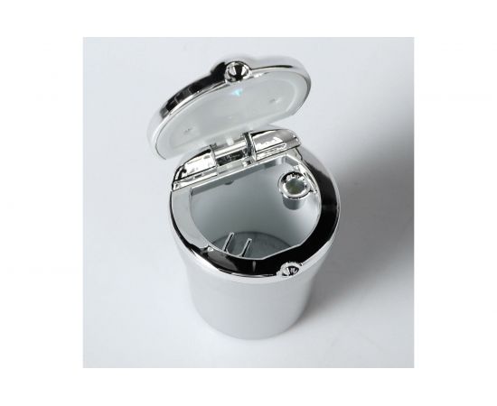 Пепельница для авто с крышкой TORSO подсветка, 7.5x9 см, серебро 4276647 – изображение 3