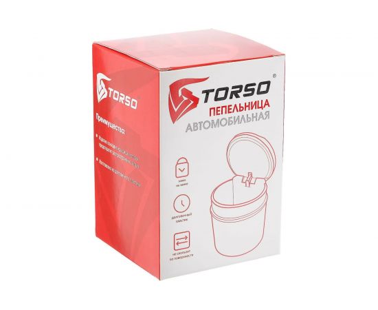 Пепельница для авто с крышкой TORSO подсветка, 7.5x9 см, серебро 4276647 – изображение 6