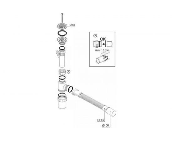 Итальянский сифон для умывальника WISENT с подводкой к стиральной машине WGER009 – изображение 6