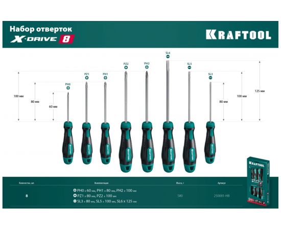 Набор отверток KRAFTOOL Х-Drive-8 8 шт. 250081-H8 – изображение 7