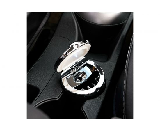 Пепельница для авто с крышкой TORSO подсветка, 7.5x9 см, серебро 4276647 – изображение 8