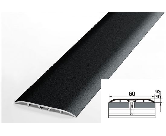 Порог одноуровневый алюминиевый Лука 60 мм, 2,7 м, декоративный, Черный УТ000022624 