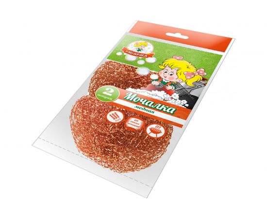 Мочалки для посуды Умничка медная, 2 шт. HL-03A 