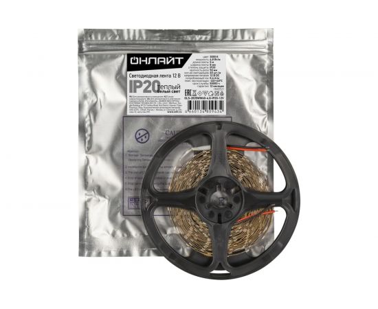 Светодиодная лента ОНЛАЙТ OLS-2835WW60-4.8-IP20-12V 80943 