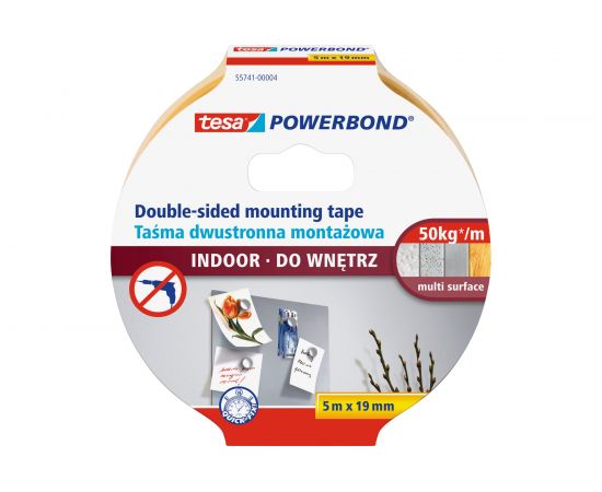 Двусторонняя лента для внутренних работ TESA белая 5 м х 19 мм 55741-00004-04 